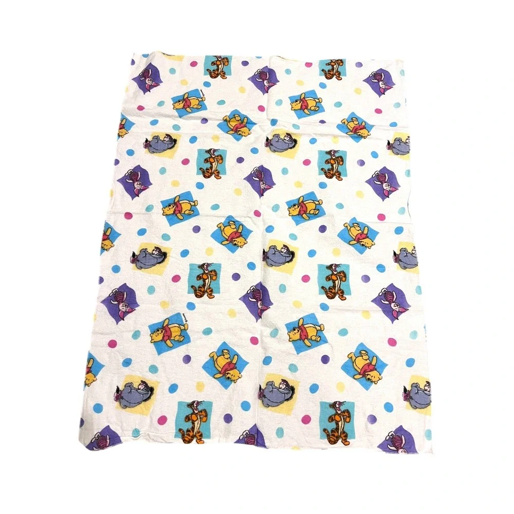 Vintage 90s Disney Winnie the Pooh Baby Receiving Blanket Tigger Eeyore Piglet